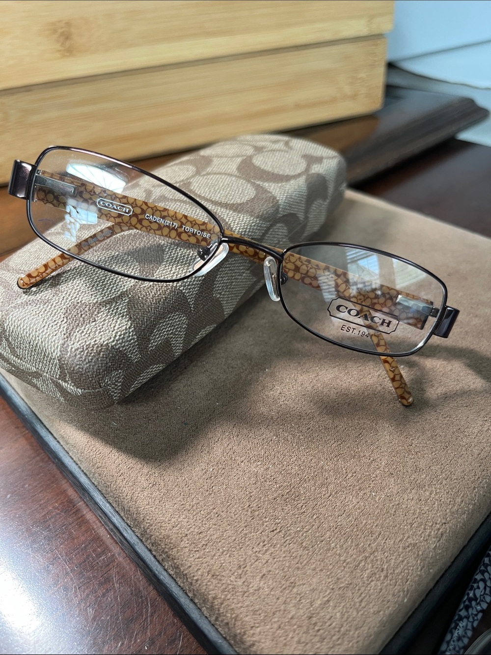 Coach Brown Tortoise Rectangular Eyeglasses